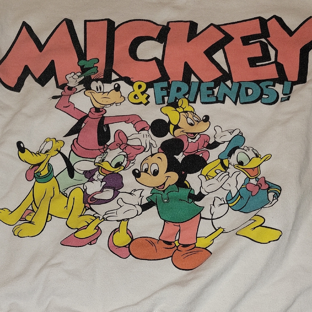 Disney White and Pink Mickey Mouse Short Sleeve Tee
